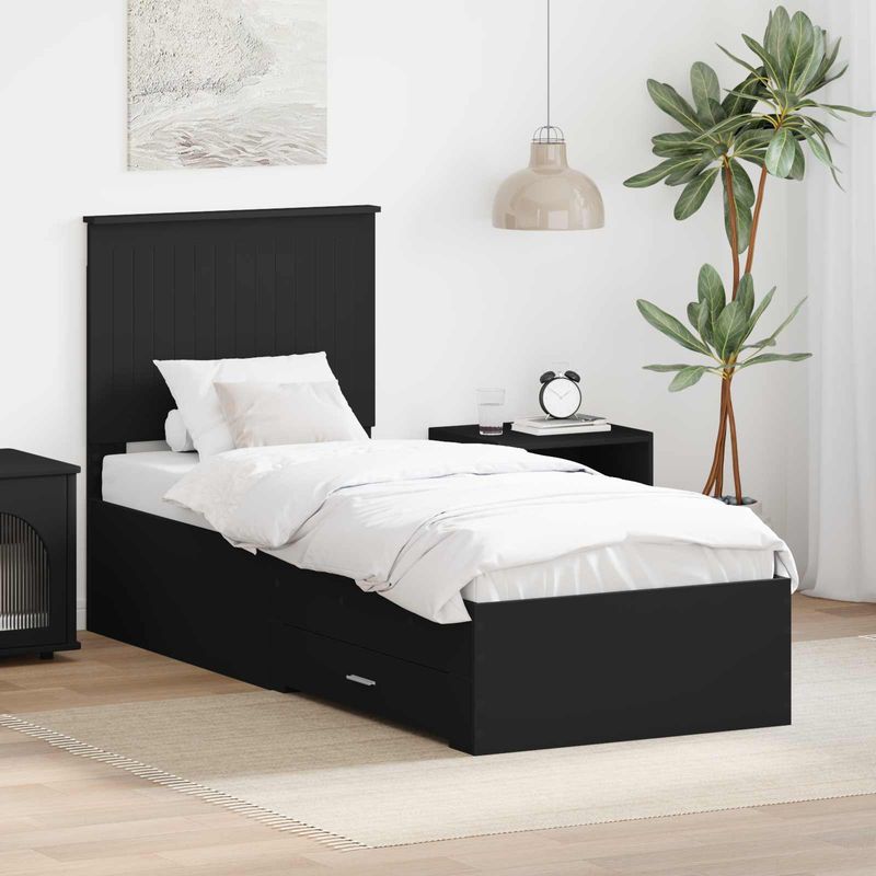 Casa si Gradina - Mobilier - Paturi si accesorii - Paturi - Cadru de pat Negru si argintiu 75 x 190 cm Lemn compozit - Infinity.ro
