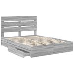 Casa si Gradina - Mobilier - Paturi si accesorii - Paturi - Pat cu storage cu sertar Gri Sonoma 140 x 200 cm Lemn compozit - Infinity.ro