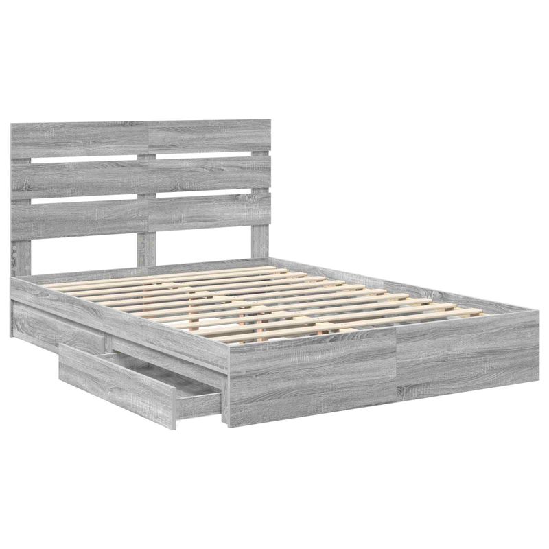 Casa si Gradina - Mobilier - Paturi si accesorii - Paturi - Pat cu storage cu sertar Gri Sonoma 140 x 200 cm Lemn compozit - Infinity.ro