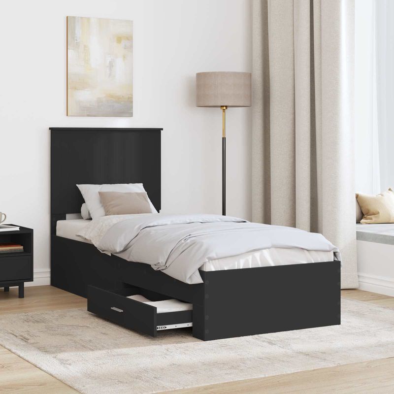 Casa si Gradina - Mobilier - Paturi si accesorii - Paturi - Cadru de pat Negru si argintiu 75 x 190 cm Lemn compozit - Infinity.ro