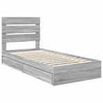 Casa si Gradina - Mobilier - Paturi si accesorii - Paturi - Pat cu storage cu sertar Gri Sonoma 90 x 190 cm Lemn compozit - Infinity.ro