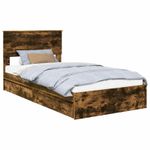 Casa si Gradina - Mobilier - Paturi si accesorii - Paturi - Pat cu storage Stejar fumuriu 100 x 200 cm Lemn compozit - Infinity.ro