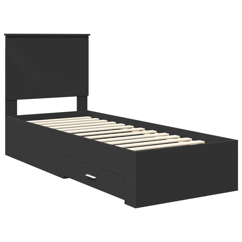 Casa si Gradina - Mobilier - Paturi si accesorii - Paturi - Cadru de pat Negru si argintiu 75 x 190 cm Lemn compozit - Infinity.ro