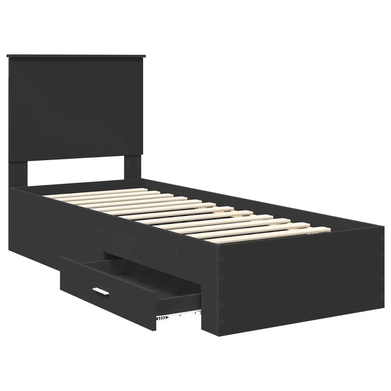 Casa si Gradina - Mobilier - Paturi si accesorii - Paturi - Cadru de pat Negru si argintiu 75 x 190 cm Lemn compozit - Infinity.ro