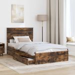 Casa si Gradina - Mobilier - Paturi si accesorii - Paturi - Pat cu storage Stejar fumuriu 100 x 200 cm Lemn compozit - Infinity.ro