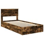 Casa si Gradina - Mobilier - Paturi si accesorii - Paturi - Pat cu storage Stejar fumuriu 100 x 200 cm Lemn compozit - Infinity.ro
