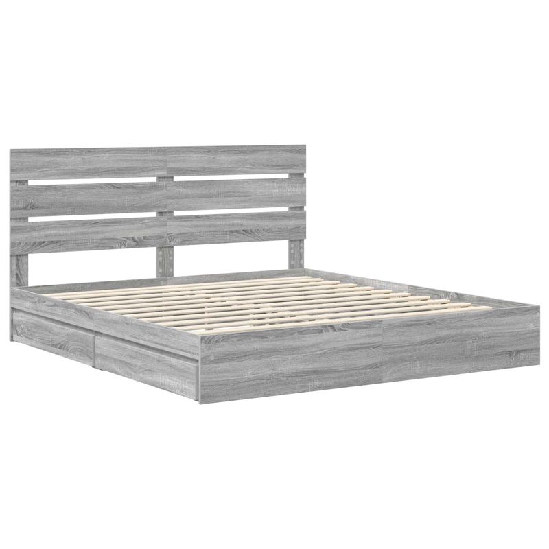 Casa si Gradina - Mobilier - Paturi si accesorii - Paturi - Pat cu storage cu sertar Gri Sonoma 180 x 200 cm Lemn compozit - Infinity.ro