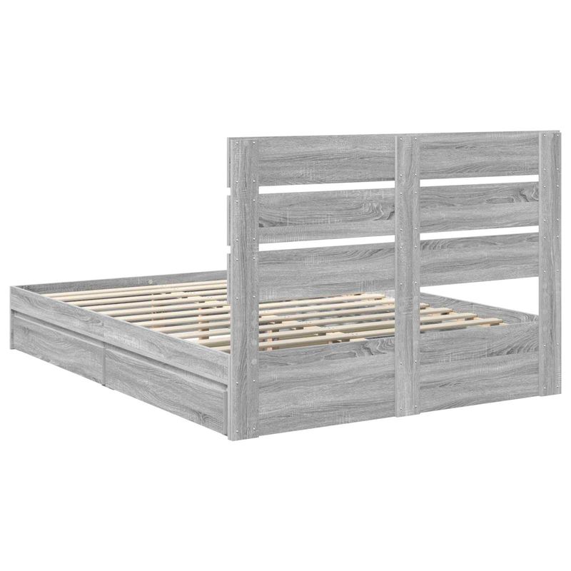 Casa si Gradina - Mobilier - Paturi si accesorii - Paturi - Pat cu storage cu sertar Gri Sonoma 140 x 200 cm Lemn compozit - Infinity.ro