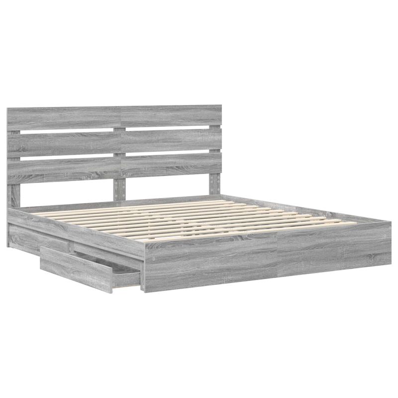 Casa si Gradina - Mobilier - Paturi si accesorii - Paturi - Pat cu storage cu sertar Gri Sonoma 180 x 200 cm Lemn compozit - Infinity.ro