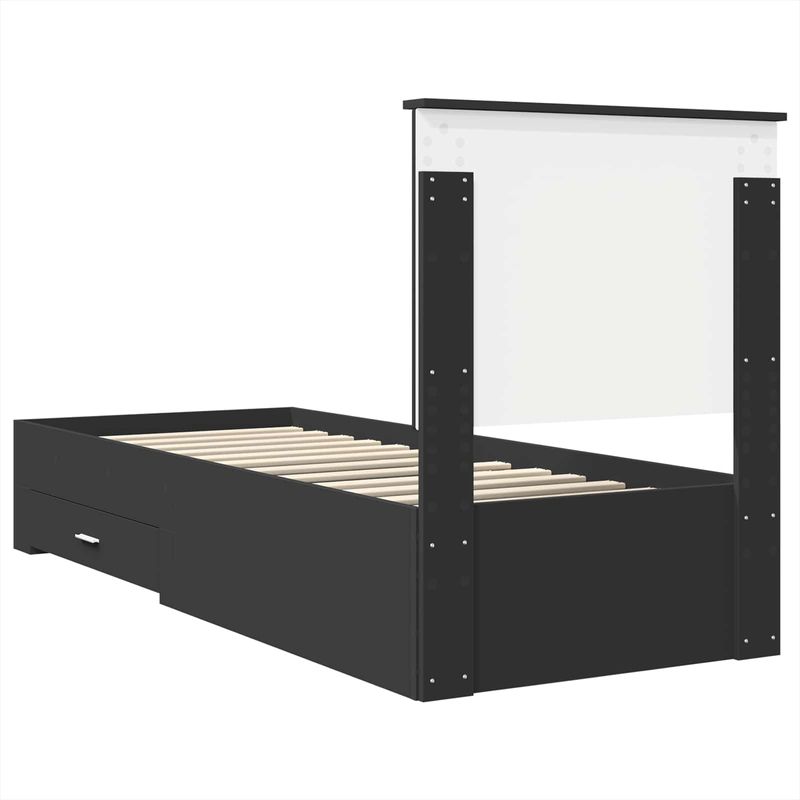 Casa si Gradina - Mobilier - Paturi si accesorii - Paturi - Cadru de pat Negru si argintiu 75 x 190 cm Lemn compozit - Infinity.ro