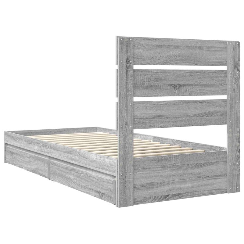 Casa si Gradina - Mobilier - Paturi si accesorii - Paturi - Pat cu storage cu sertar Gri Sonoma 90 x 190 cm Lemn compozit - Infinity.ro