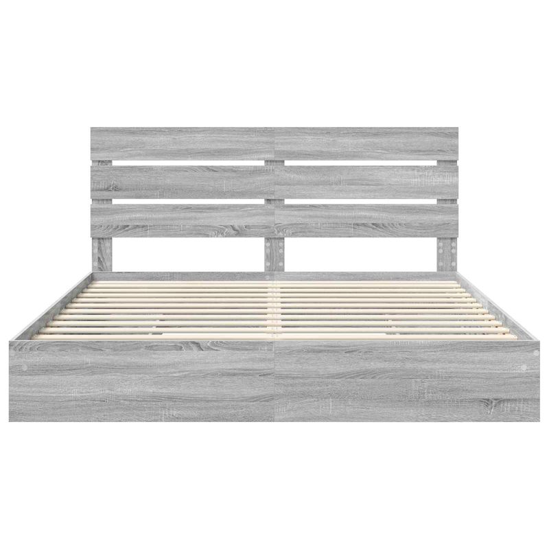 Casa si Gradina - Mobilier - Paturi si accesorii - Paturi - Pat cu storage cu sertar Gri Sonoma 180 x 200 cm Lemn compozit - Infinity.ro