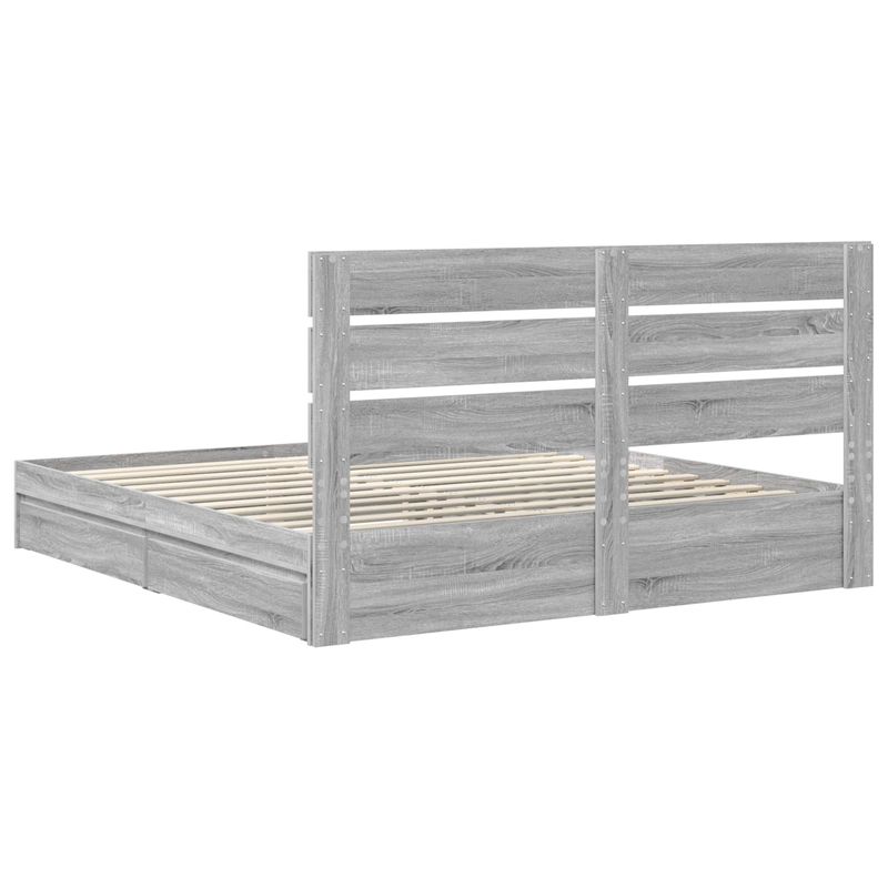 Casa si Gradina - Mobilier - Paturi si accesorii - Paturi - Pat cu storage cu sertar Gri Sonoma 180 x 200 cm Lemn compozit - Infinity.ro