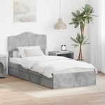 Casa si Gradina - Mobilier - Paturi si accesorii - Paturi - Pat cu storage Gri din beton 90 x 190 cm Lemn compozit - Infinity.ro
