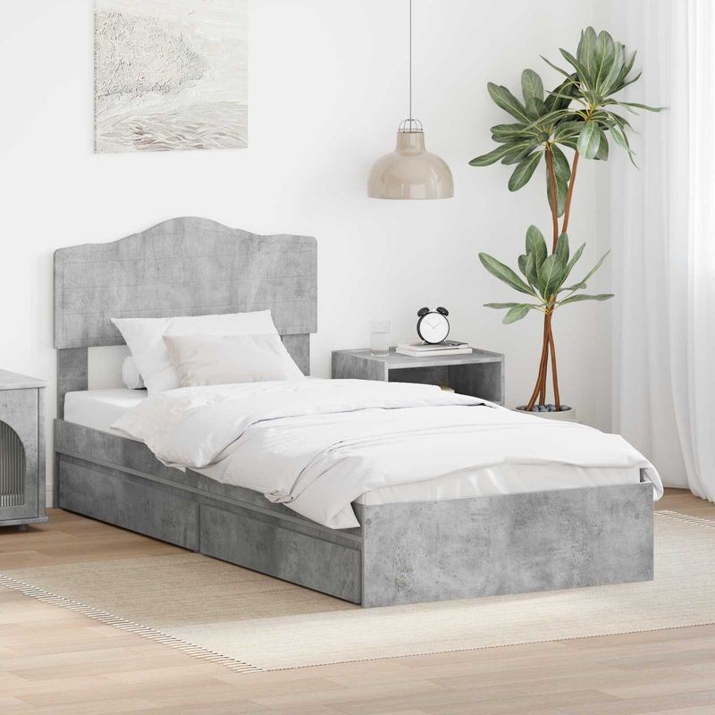 Casa si Gradina - Mobilier - Paturi si accesorii - Paturi - Pat cu storage Gri din beton 90 x 190 cm Lemn compozit - Infinity.ro