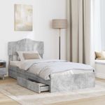 Casa si Gradina - Mobilier - Paturi si accesorii - Paturi - Pat cu storage Gri din beton 90 x 190 cm Lemn compozit - Infinity.ro