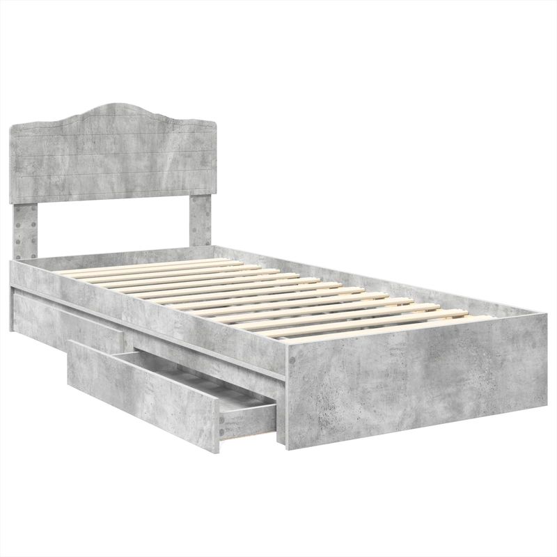 Casa si Gradina - Mobilier - Paturi si accesorii - Paturi - Pat cu storage Gri din beton 90 x 190 cm Lemn compozit - Infinity.ro