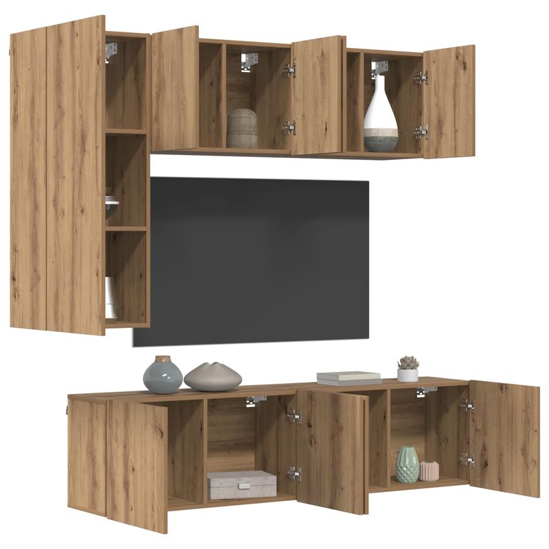 Casa si Gradina - Mobilier - Comode si corpuri - Comode - Unitate TV de Perete 5 pcs Stejar Artizanal Lemn compozit - Infinity.ro