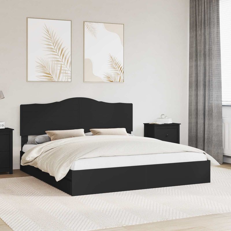 Casa si Gradina - Mobilier - Paturi si accesorii - Paturi - Pat cu storage cu headboard Negru 180 x 200 cm Lemn compozit - Infinity.ro