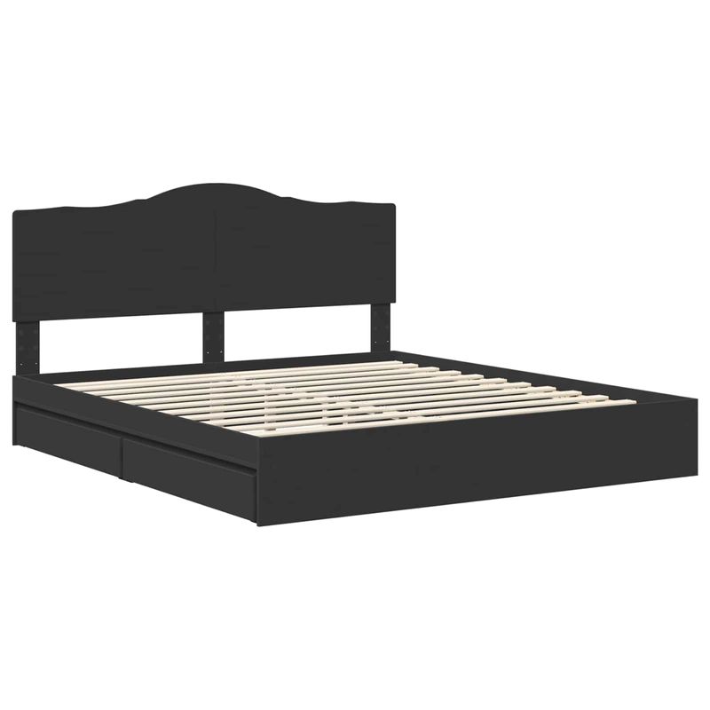 Casa si Gradina - Mobilier - Paturi si accesorii - Paturi - Pat cu storage cu headboard Negru 180 x 200 cm Lemn compozit - Infinity.ro