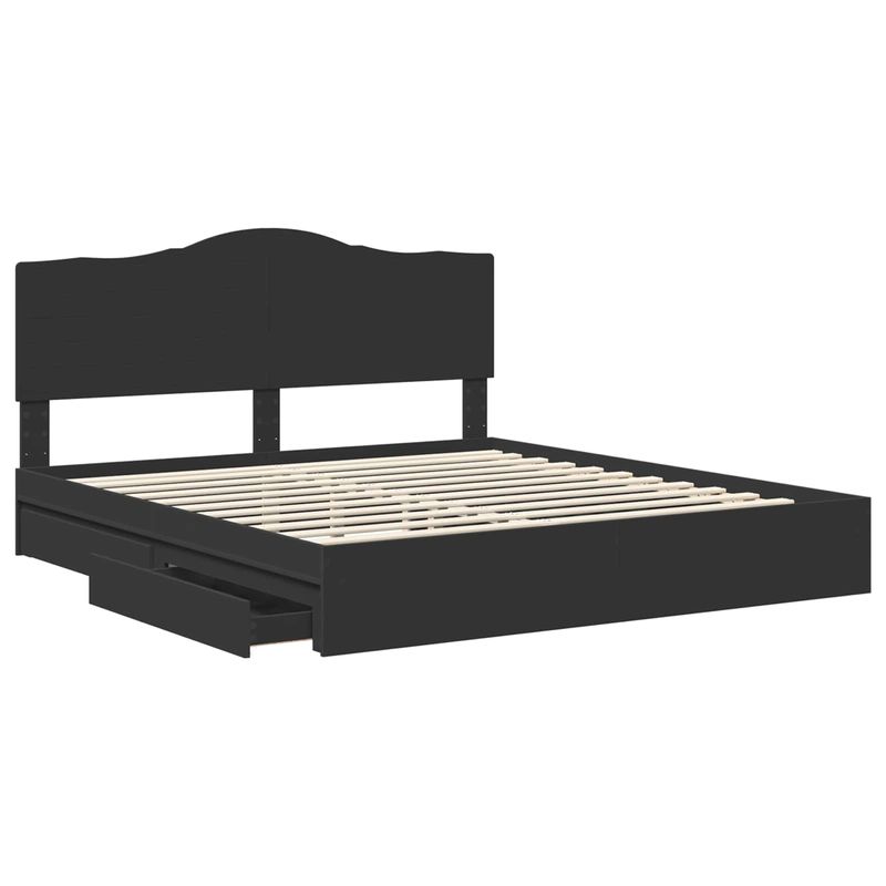 Casa si Gradina - Mobilier - Paturi si accesorii - Paturi - Pat cu storage cu headboard Negru 180 x 200 cm Lemn compozit - Infinity.ro