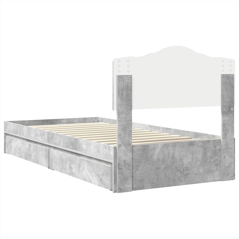 Casa si Gradina - Mobilier - Paturi si accesorii - Paturi - Pat cu storage Gri din beton 90 x 190 cm Lemn compozit - Infinity.ro