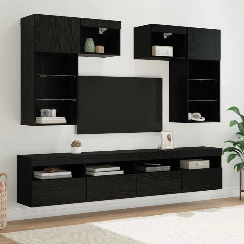 Casa si Gradina - Mobilier - Comode si corpuri - Comode - Unitati pentru Pereti de TV Pe perete 6 pcs Stejar Artizanal - Infinity.ro