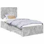 Casa si Gradina - Mobilier - Paturi si accesorii - Paturi - Cadru de pat cu sertar Gri din beton 75 x 190 cm Lemn compozit - Infinity.ro