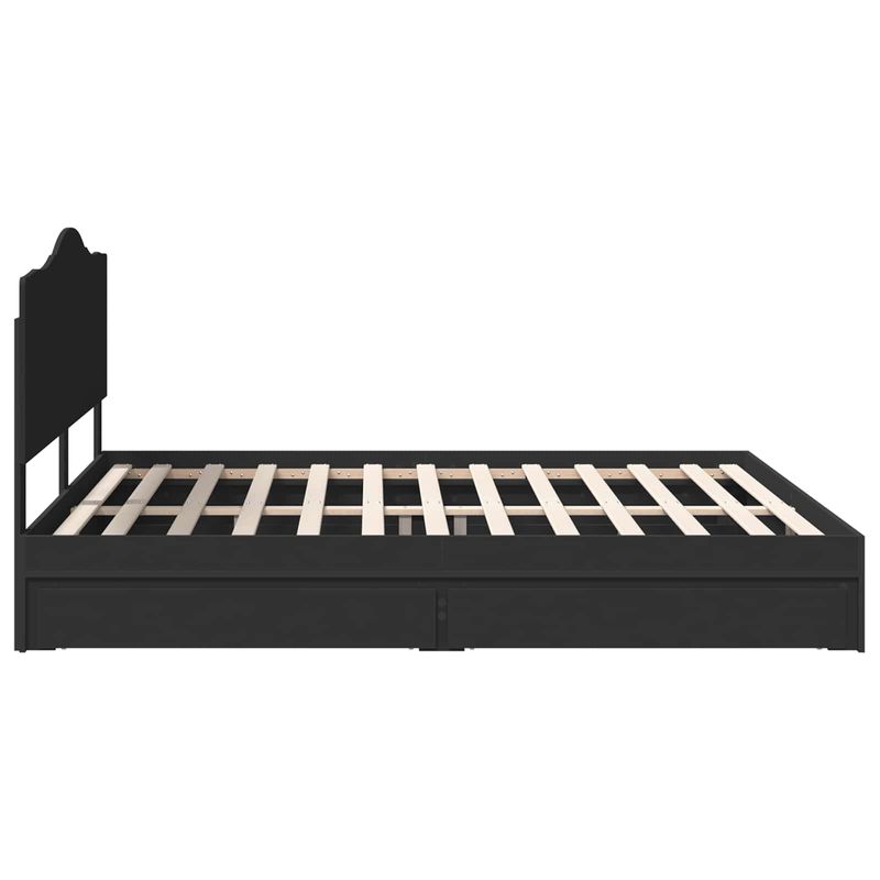 Casa si Gradina - Mobilier - Paturi si accesorii - Paturi - Pat cu storage cu headboard Negru 180 x 200 cm Lemn compozit - Infinity.ro