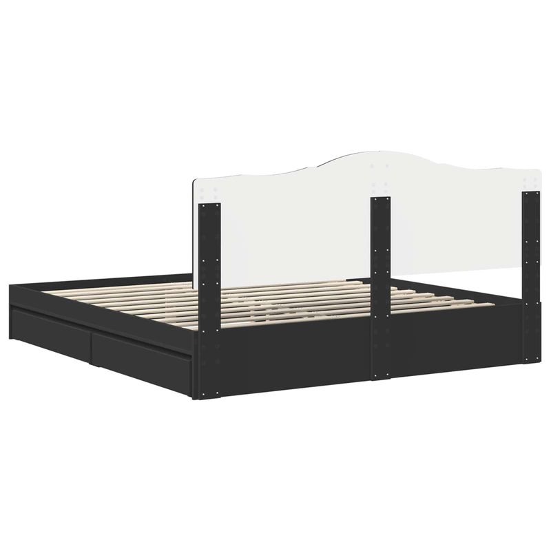 Casa si Gradina - Mobilier - Paturi si accesorii - Paturi - Pat cu storage cu headboard Negru 180 x 200 cm Lemn compozit - Infinity.ro