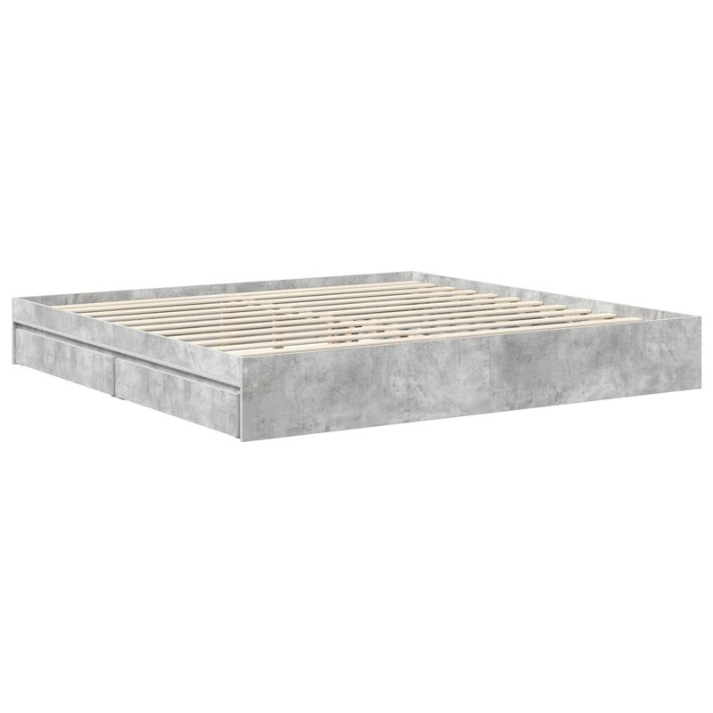 Casa si Gradina - Mobilier - Paturi si accesorii - Paturi - Pat cu storage Gri din beton 200 x 200 cm Lemn compozit - Infinity.ro