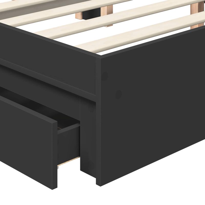 Casa si Gradina - Mobilier - Paturi si accesorii - Paturi - Pat cu storage cu headboard Negru 180 x 200 cm Lemn compozit - Infinity.ro