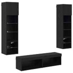 Casa si Gradina - Mobilier - Comode si corpuri - Comode - Unitate TV de Perete Pe perete 6 pcs Stejar Negru Lemn compozit - Infinity.ro