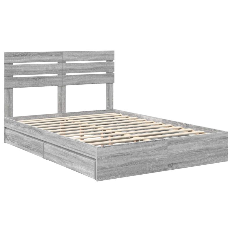 Casa si Gradina - Mobilier - Paturi si accesorii - Paturi - Pat cu storage cu sertar Gri Sonoma 160 x 200 cm Lemn compozit - Infinity.ro