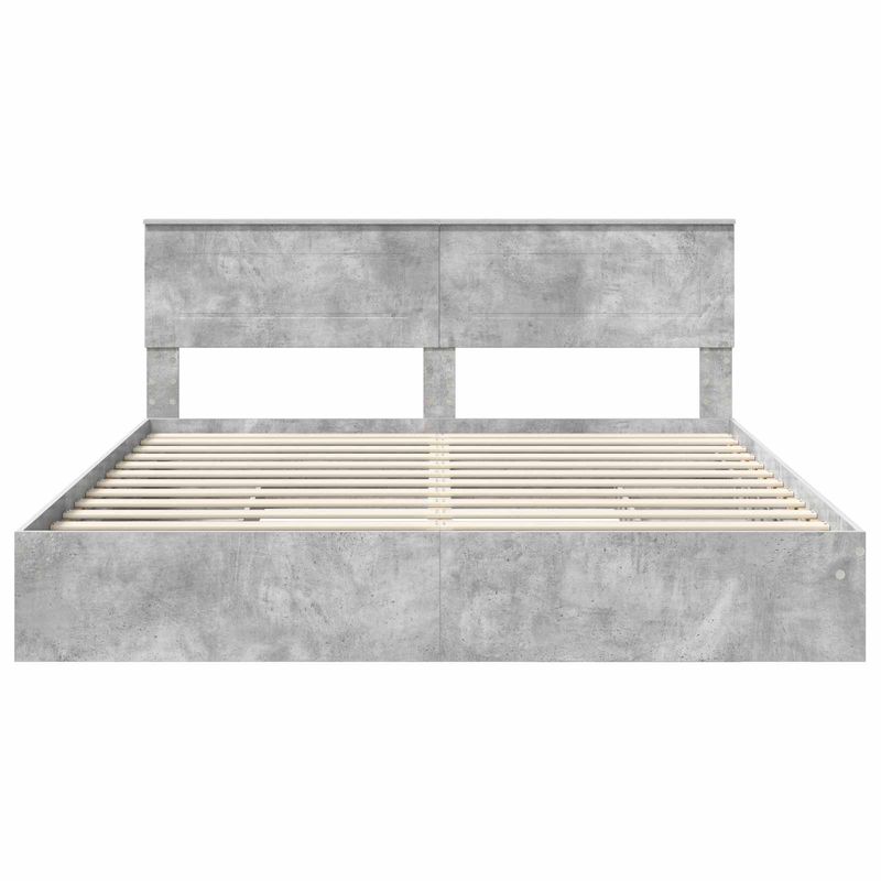Casa si Gradina - Mobilier - Paturi si accesorii - Paturi - Pat cu storage Gri din beton 200 x 200 cm Lemn compozit - Infinity.ro
