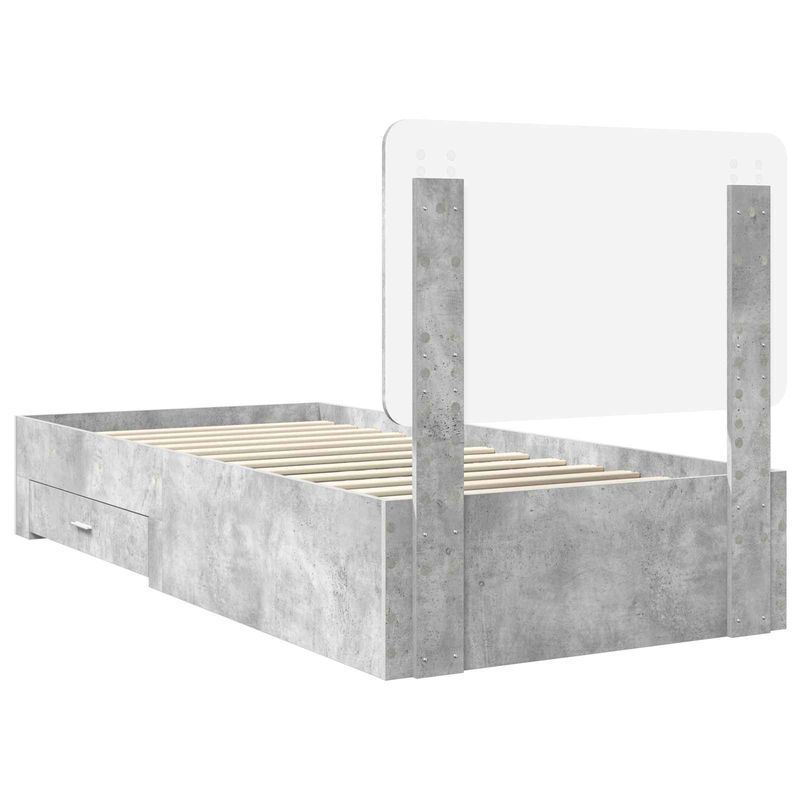 Casa si Gradina - Mobilier - Paturi si accesorii - Paturi - Cadru de pat cu sertar Gri din beton 75 x 190 cm Lemn compozit - Infinity.ro