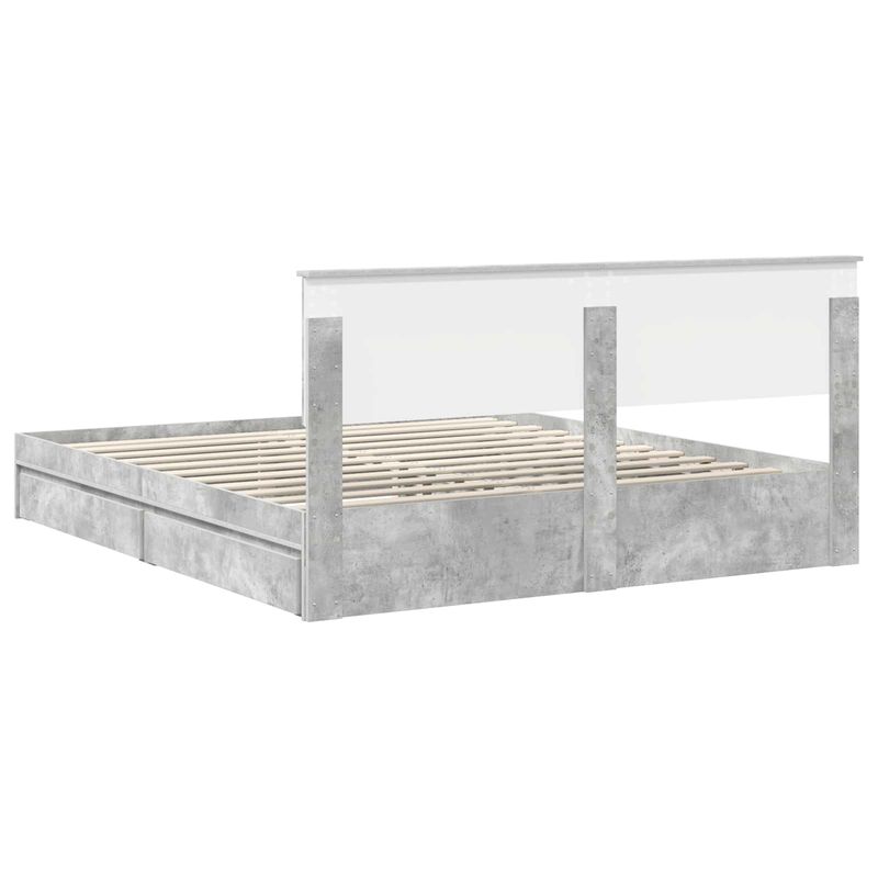 Casa si Gradina - Mobilier - Paturi si accesorii - Paturi - Pat cu storage Gri din beton 200 x 200 cm Lemn compozit - Infinity.ro