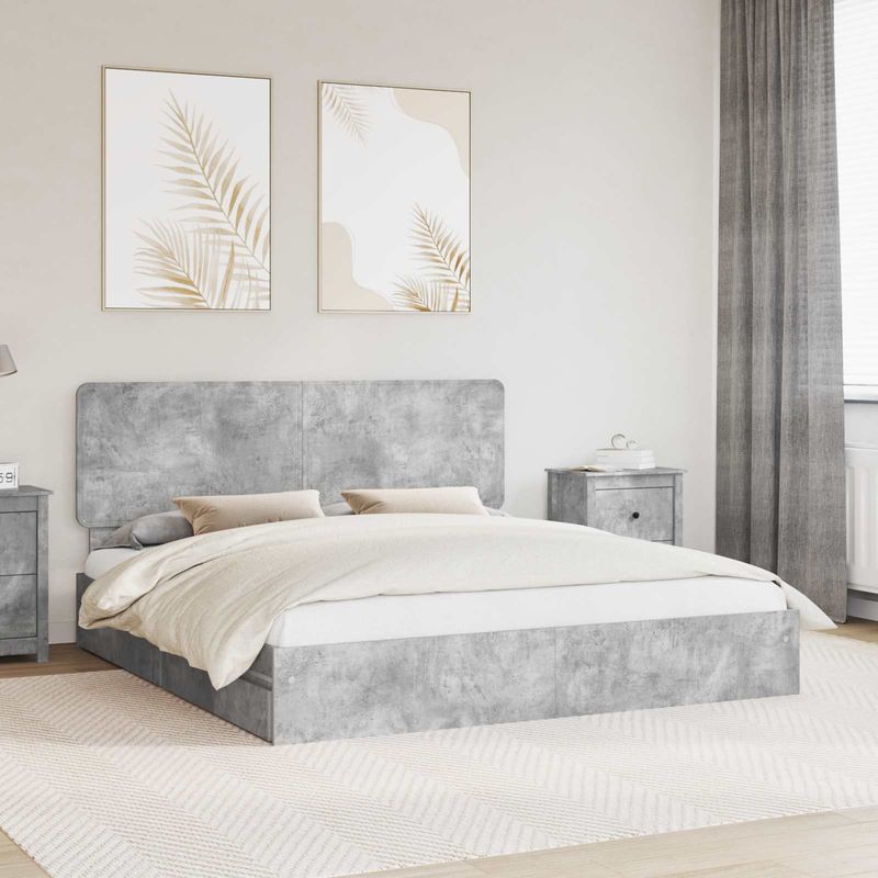 Casa si Gradina - Mobilier - Paturi si accesorii - Paturi - Pat cu storage Gri din beton 180 x 200 cm Lemn compozit - Infinity.ro