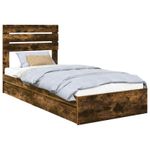 Casa si Gradina - Mobilier - Paturi si accesorii - Paturi - Pat cu storage Stejar fumuriu 100 x 200 cm Lemn compozit - Infinity.ro