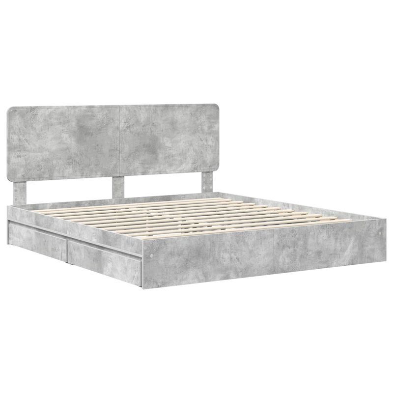 Casa si Gradina - Mobilier - Paturi si accesorii - Paturi - Pat cu storage Gri din beton 180 x 200 cm Lemn compozit - Infinity.ro