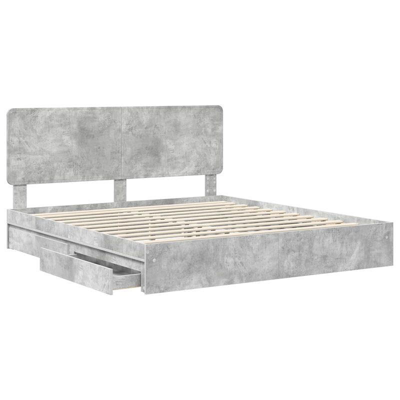 Casa si Gradina - Mobilier - Paturi si accesorii - Paturi - Pat cu storage Gri din beton 180 x 200 cm Lemn compozit - Infinity.ro