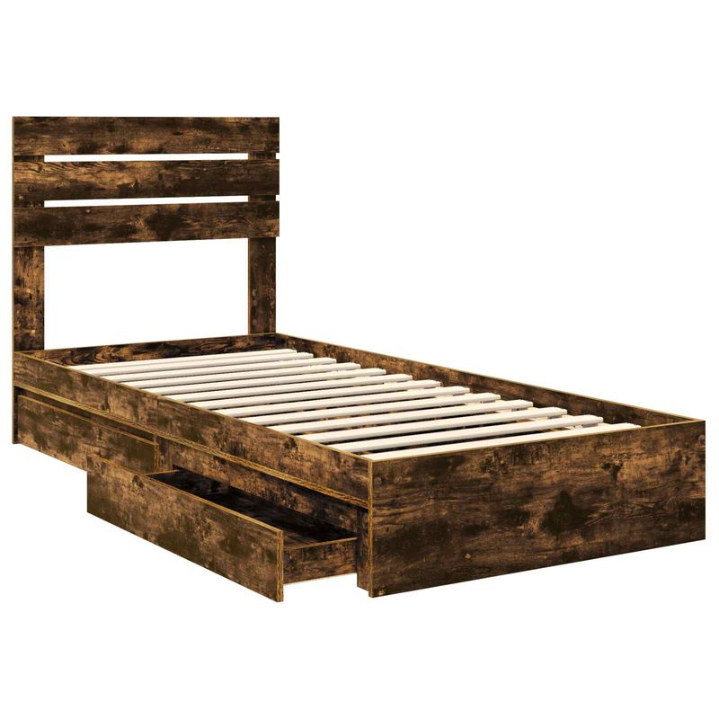 Casa si Gradina - Mobilier - Paturi si accesorii - Paturi - Pat cu storage Stejar fumuriu 100 x 200 cm Lemn compozit - Infinity.ro