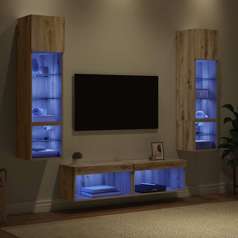 Casa si Gradina - Mobilier - Comode si corpuri - Comode - Unitate TV de Perete 6 pcs Stejar Artizanal Lemn compozit - Infinity.ro