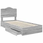 Casa si Gradina - Mobilier - Paturi si accesorii - Paturi - Pat cu storage cu sertar Gri Sonoma 75 x 190 cm Lemn compozit - Infinity.ro
