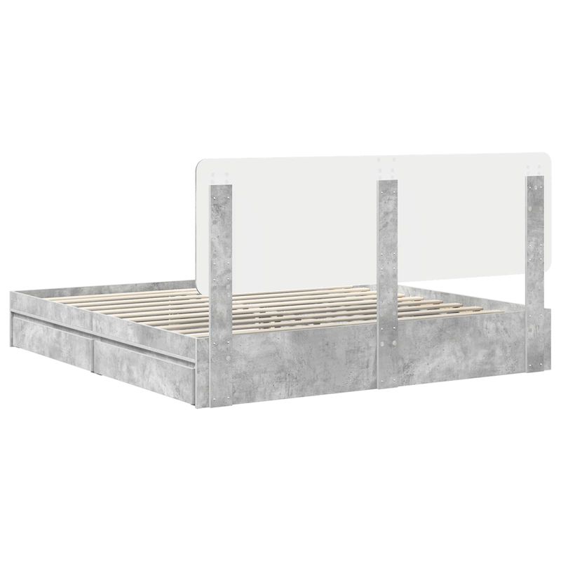 Casa si Gradina - Mobilier - Paturi si accesorii - Paturi - Pat cu storage Gri din beton 180 x 200 cm Lemn compozit - Infinity.ro
