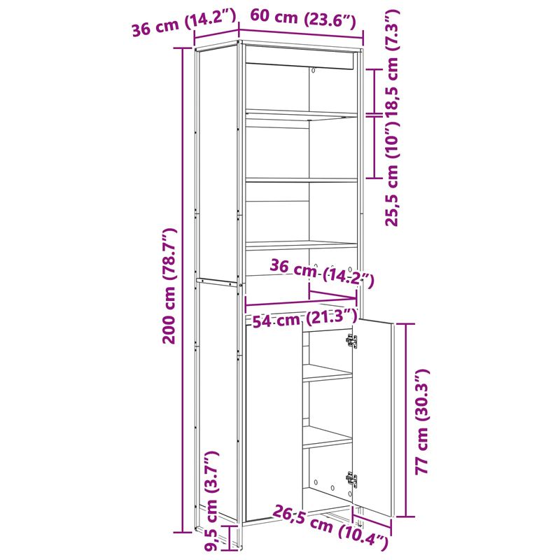 Casa si Gradina - Mobilier - Comode si corpuri - Corpuri bucatarie - Dulapuri Inalte 2 pcs Stejar fumuriu 60 x 36 x 300 cm - Infinity.ro