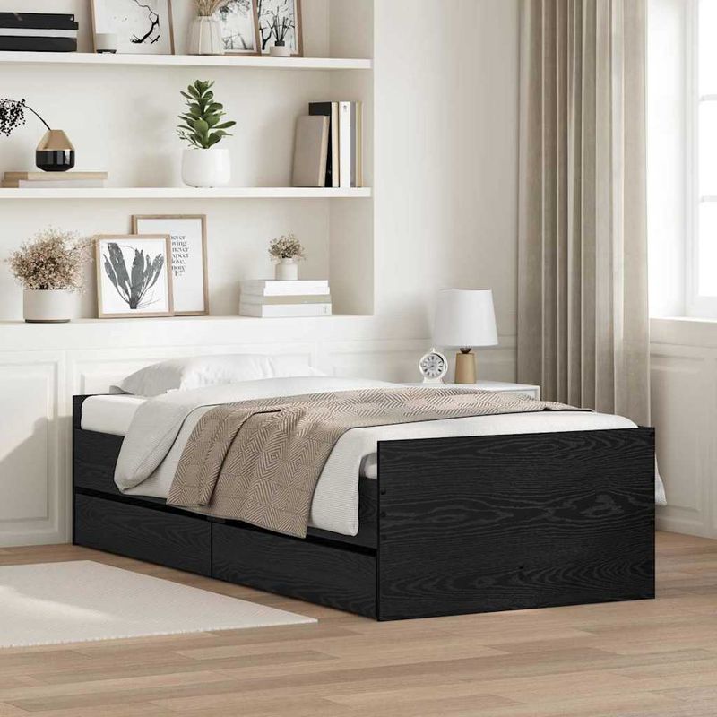 Casa si Gradina - Mobilier - Paturi si accesorii - Paturi - Cadru de pat Stejar Negru 100 x 200 cm Lemn de pin masiv - Infinity.ro