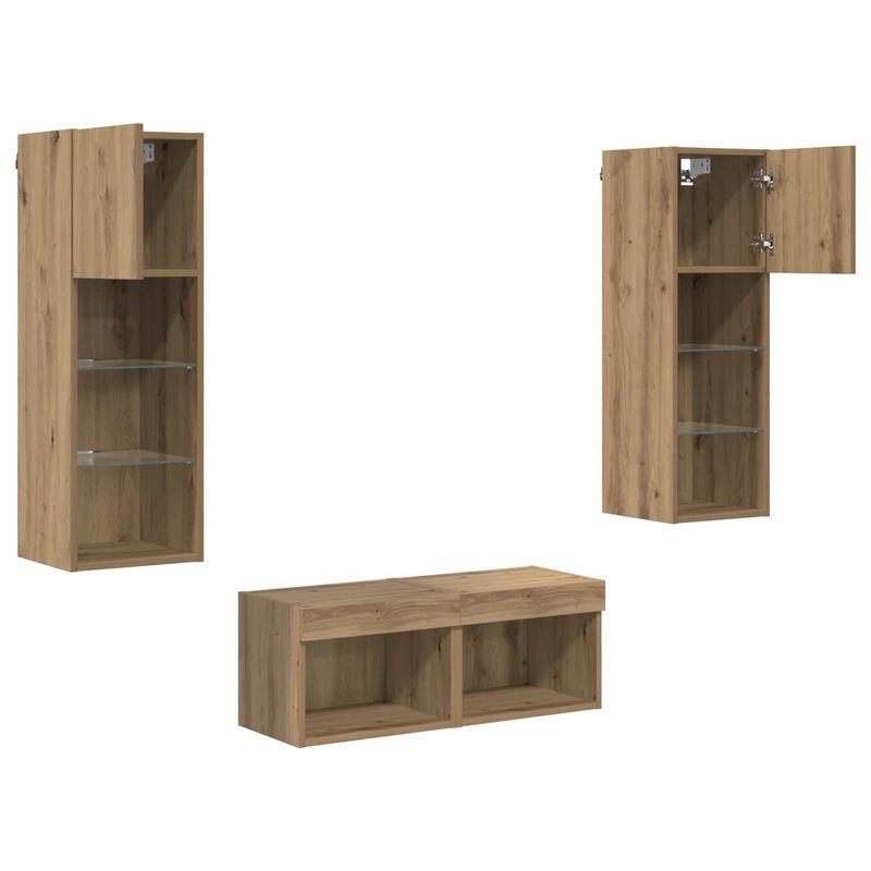 Casa si Gradina - Mobilier - Comode si corpuri - Comode - Dulapuri pentru TV Pe perete 4 pcs Stejar Negru 40 x 30 x 30 cm - Infinity.ro