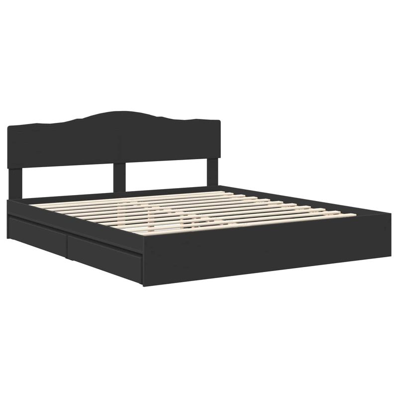 Casa si Gradina - Mobilier - Paturi si accesorii - Paturi - Pat cu storage cu headboard Negru 180 x 200 cm Lemn compozit - Infinity.ro
