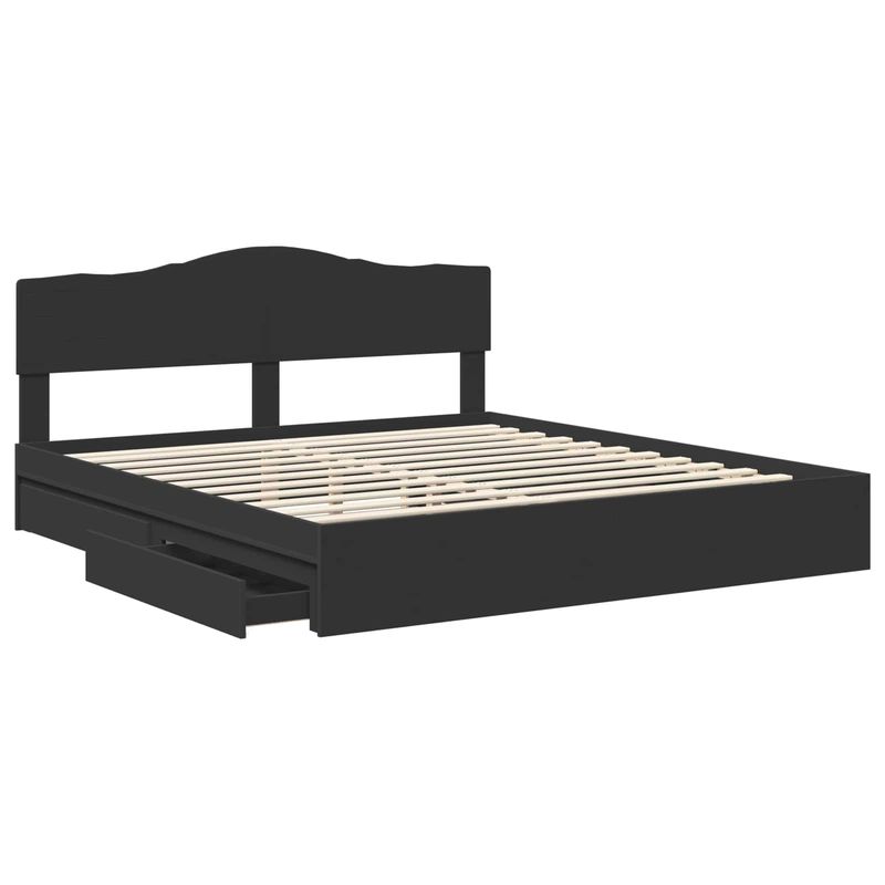 Casa si Gradina - Mobilier - Paturi si accesorii - Paturi - Pat cu storage cu headboard Negru 180 x 200 cm Lemn compozit - Infinity.ro
